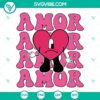 Amor Bad Bunny Valentine SVG images featuring Sad Heart Tattoo and Baby Benito in vibrant designs for Valentine's Day.