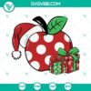 Santa hat Christmas SVG image with teacher apple design, perfect for Christmas crafts.