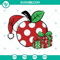 Christmas, SVG Files, Apple Santa Hat Christmas SVG Image, Christmas Teacher 2