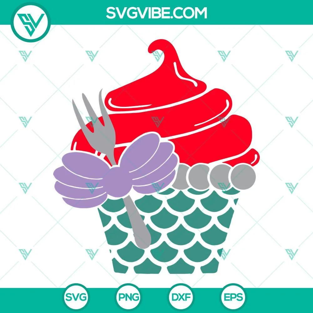 Disney, SVG Files, Ariel Cupcake SVG Images, The Little Mermaid SVG File, 1