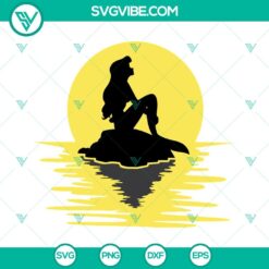 Disney, SVG Files, Ariel SVG File, Princess Sitting Under The Moon SVG Files, 16