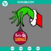 Arizona Cardinals Grinch Hand holding ornament SVG images, perfect for Arizona Cardinals Christmas themed craft projects. Download now!