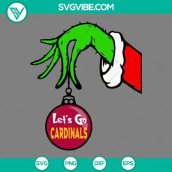 Arizona Cardinals Grinch Hand holding ornament SVG images, perfect for Arizona Cardinals Christmas themed craft projects. Download now!