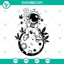 Cannabis, SVG Files, Astronaut and Alien High as the Moon Svg, Smoking Cannabis 3