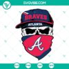 Atlanta Braves baseball team themed skull SVG images in PNG, DXF, and EPS formats for cutting projects.