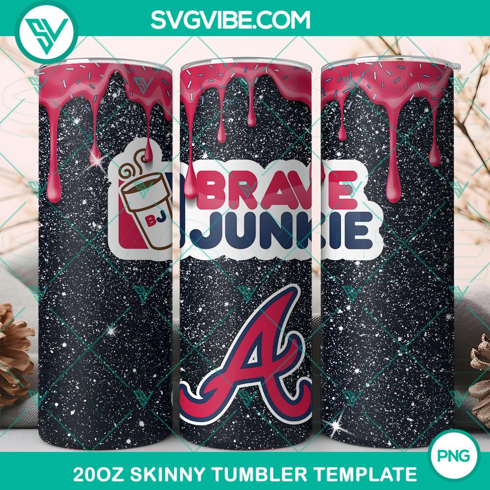 Atlanta Braves Dunkie Junkie Glitter 20oz Tumbler Wrap PNG File Atlanta Braves Dunkie Junkie Glitter 20oz tumbler wrap with PNG file, ideal for sports fans' beverages.