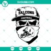 Atlanta Falcons football themed skull SVG images in PNG, DXF, EPS cut file formats for crafting.
