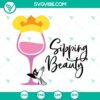 Aurora princess design for wine glass SVG files, perfect for craft projects and beauty lovers.