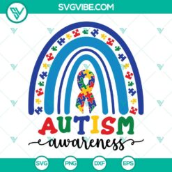 Autism, SVG Files, Autism Awareness Blue Rainbow Puzzle Piece SVG Images, 15