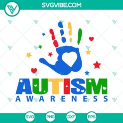 Autism, Awareness, SVG Files, Autism Awareness Handprint SVG Download, Autism 2