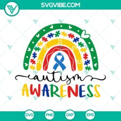 Autism, Awareness, SVG Files, Autism Awareness Rainbow SVG File, Puzzle SVG 9