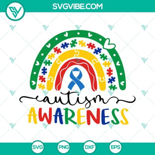 autism awareness rainbow svg puzzle svg april autism svg png dxf eps files 1 mockup