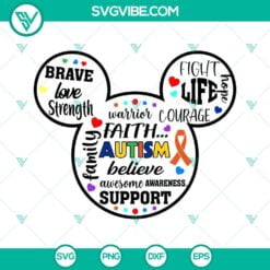 Autism, Disney, SVG Files, Autism Mickey Minnie Ears SVG Download, Puzzle Piece 5