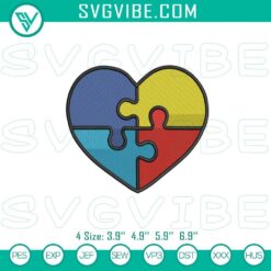 Autism Embroidery Designs, Embroidery Designs, Autism Puzzle Heart Machine 2