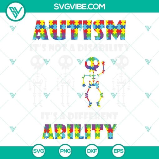 autism puzzle piece skeleton svg autism it s not a disability it s a different ability svg autism svg funny skeleton autism svg 5 mockup