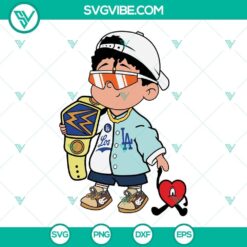 Bad Bunny baseball Los Angeles themed SVG digital file for babies in PNG, DXF, and EPS formats.
