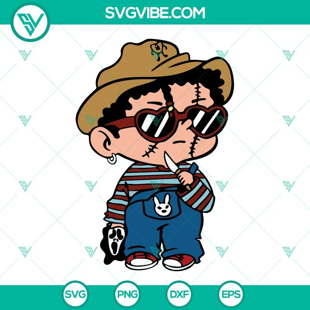 Halloween, Musics, SVG Files, Baby Bad Bunny Chucky SVG Download, Baby Benito 1