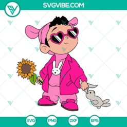 Baby Bad Bunny Sunflower SVG Files, Baby Benito Bunny SVG File PNG DXF EPS