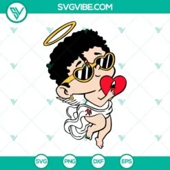 Musics, SVG Files, Baby Benito Angel SVG Files, Bad Bunny Cupid With Heart SVG 2