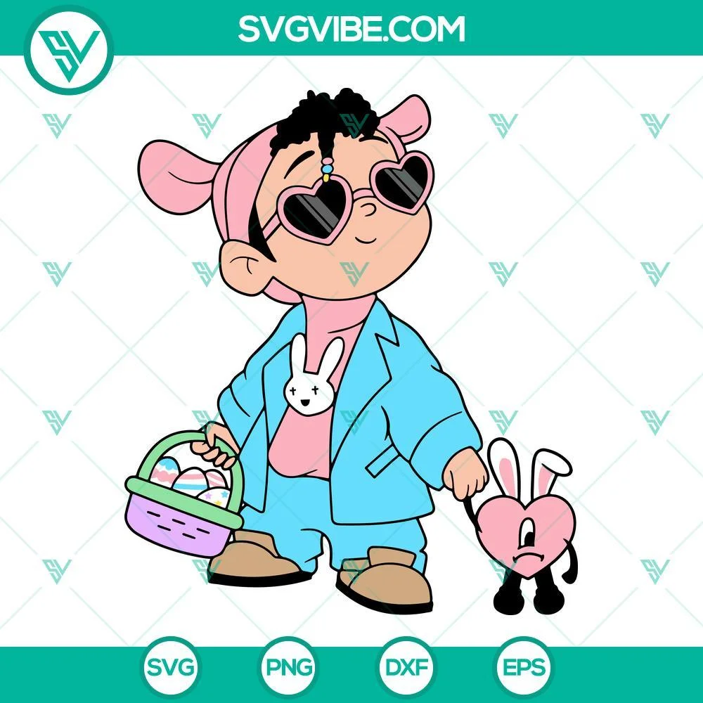 Easter, Musics, SVG Files, Baby Benito Easter SVG Files, Bad Bunny Easter Eggs 1