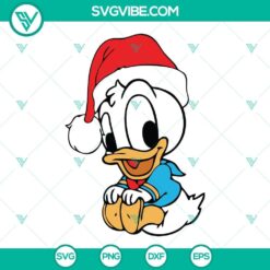 Baby Donald Duck Christmas themed SVG, PNG, DXF, and EPS cut files for download. Cute holiday design for DIY crafts and projects.