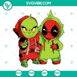 Cute Baby Grinch and Baby Deadpool Christmas SVG with Grinch friends, perfect SVG download for holiday crafts.