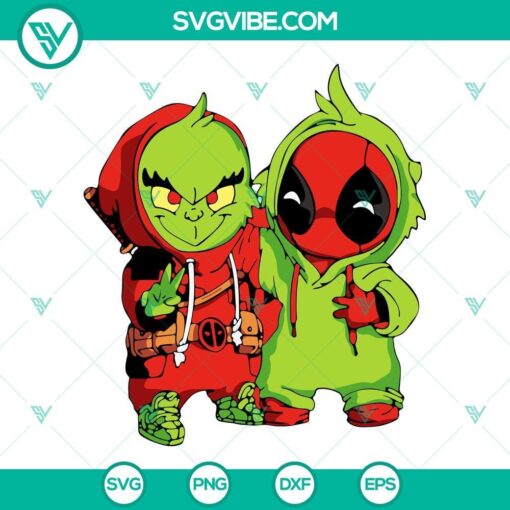 baby grinch and baby deadpool svg grinch friends svg christmas movie svg png dxf eps 3 mockup