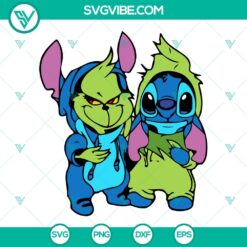 Christmas, Disney, SVG Files, Baby Grinch And Stitch SVG Download PNG DXF EPS 2