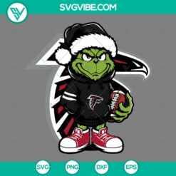 Baby Grinch Atlanta Falcons With Santa Hat SVG Images PNG EPS DXF Files