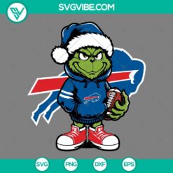 Christmas, Sports, SVG Files, Baby Grinch Buffalo Bills With Santa Hat SVG File 18