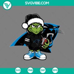 Christmas, Sports, SVG Files, Baby Grinch Carolina Panthers With Santa Hat SVG 17