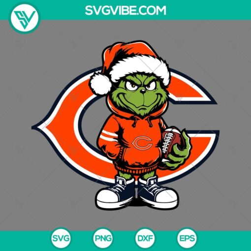 baby grinch chicago bears with santa hat svg png eps dxf files mockup