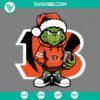Baby Grinch Cincinnati Bengals wearing Santa hat, SVG, PNG, EPS, DXF files for NFL football fans.