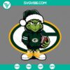 Baby Grinch Green Bay Packers with Santa Hat design, perfect for NFL fans, SVG files, PNG, EPS, and DXF formats.