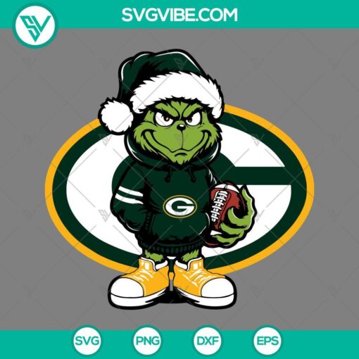 baby grinch green bay packers with santa hat svg png eps dxf files mockup