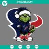 Baby Grinch Houston Texans wearing Santa hat design in SVG, PNG, EPS, and DXF files for holiday craft projects.
