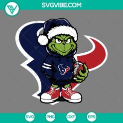 Christmas, Sports, SVG Files, Baby Grinch Houston Texans With Santa Hat SVG 4