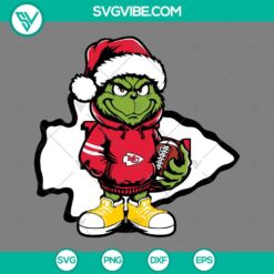 Christmas, Sports, SVG Files, Baby Grinch Kansas City Chiefs With Santa Hat SVG 3