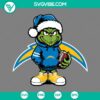 Baby Grinch Los Angeles Chargers with Santa hat design SVG download, perfect for holiday crafting.