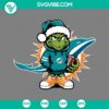 Baby Grinch Miami Dolphins wearing a Santa hat SVG PNG EPS DXF files, cute Christmas sports design.