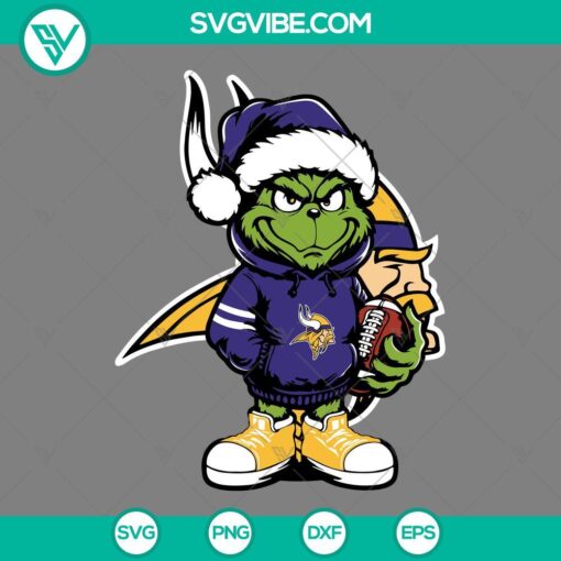 baby grinch minnesota vikings with santa hat svg png eps dxf files mockup