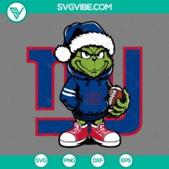 Christmas, Sports, SVG Files, Baby Grinch New York Giants With Santa Hat SVG 1