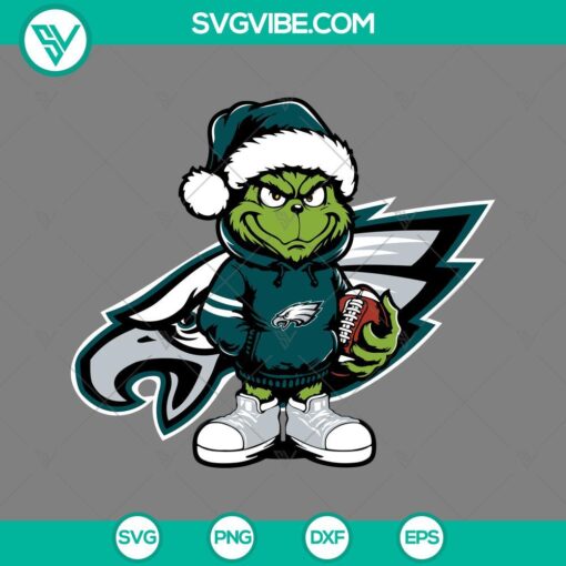 baby grinch philadelphia eagles with santa hat svg png eps dxf files mockup