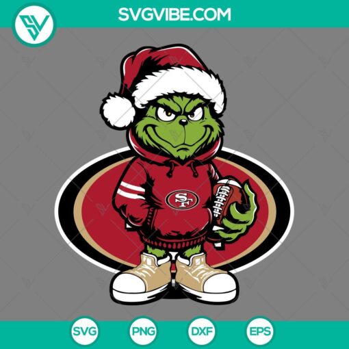 baby grinch san francisco 49ers with santa hat svg png eps dxf files mockup