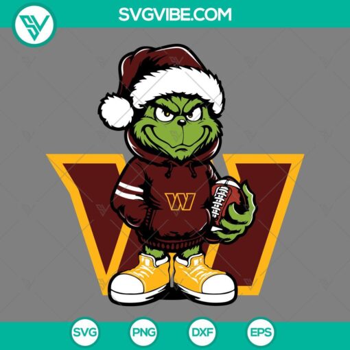 baby grinch washington commanders with santa hat svg png eps dxf files mockup