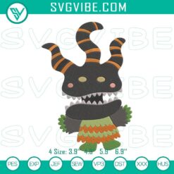 Harlequin demon embroidery designs inspired by Nightmare Before Christmas, perfect for spooky baby clothing projects.