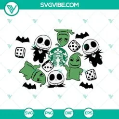 Halloween, Starbucks Cup Wrap, SVG Files, Baby Jack And Oogie Boogie Starbucks 2