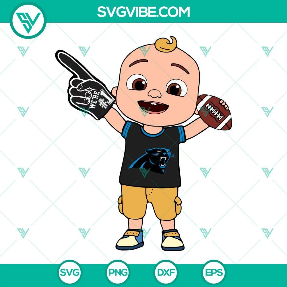 Sports, SVG Files, Baby JJ Cocomelon Carolina Panthers SVG Files PNG DXF EPS 1