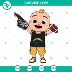 Sports, SVG Files, Baby JJ Cocomelon Los Angeles Chargers SVG Image PNG DXF EPS 16