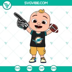 Sports, SVG Files, Baby JJ Cocomelon Miami Dolphins SVG Images PNG DXF EPS 14